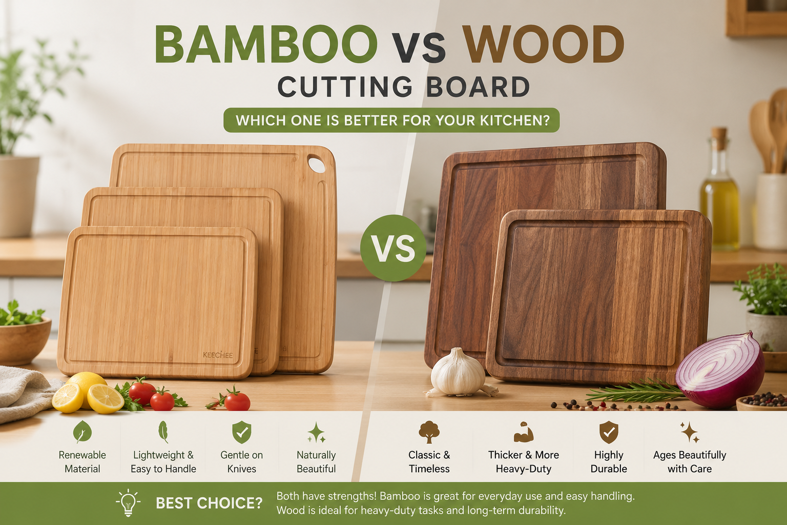 bamboo vs wood cutting board comparison for everyday kitchen prep
