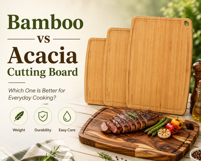 bamboo vs acacia cutting board comparison for outdoor cooking and everyday prep