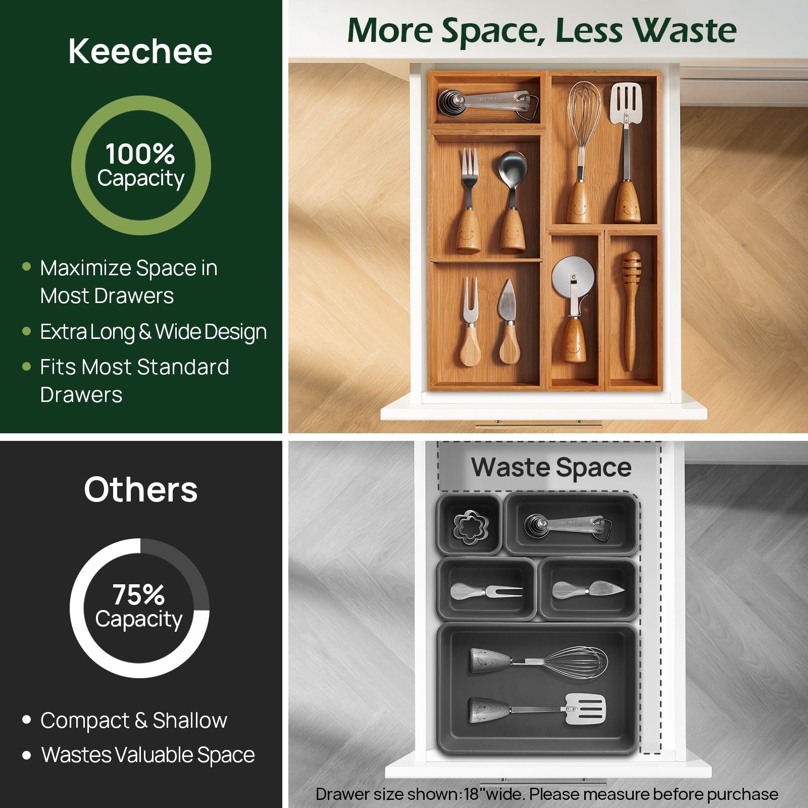 5 pc Bamboo Drawer Organizer Set