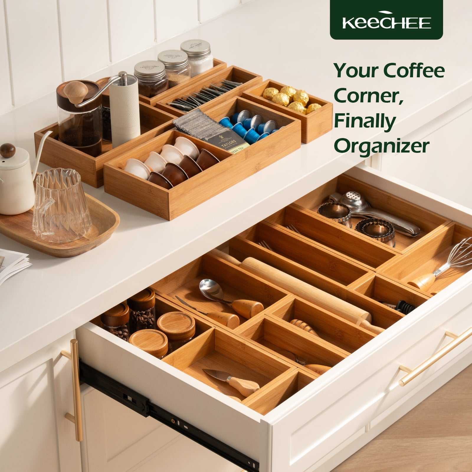 10 Piece Bamboo Drawer Organizer Set