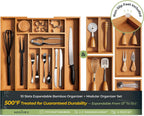 10 Slot Expandable Silverware Organizer + 5pc Set Drawer Organizer