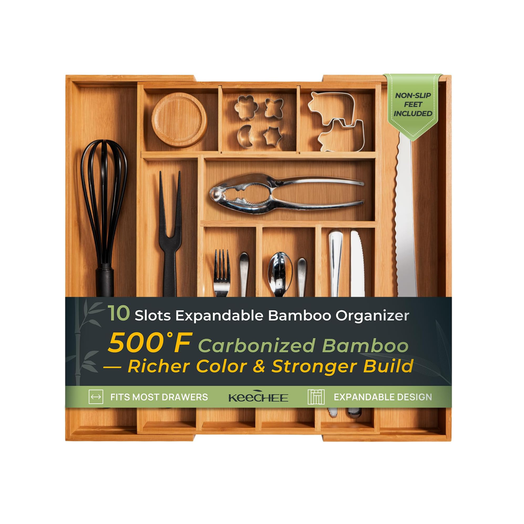 10 Slot Expandable Silverware Organizer
