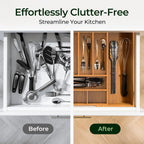 12 Slot Expandable Carbonized Large Bamboo Kitchen Drawer Organizer