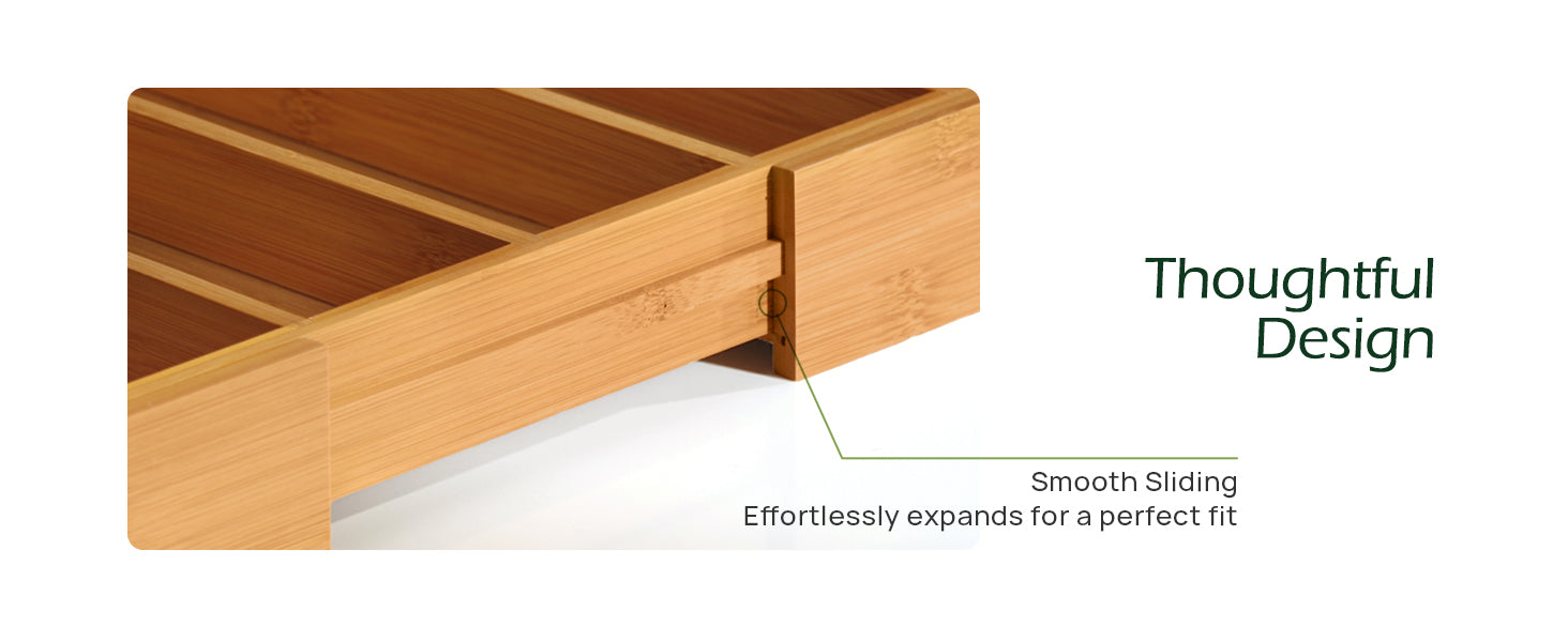 12 Slot Expandable Carbonized Large Bamboo Kitchen Drawer Organizer