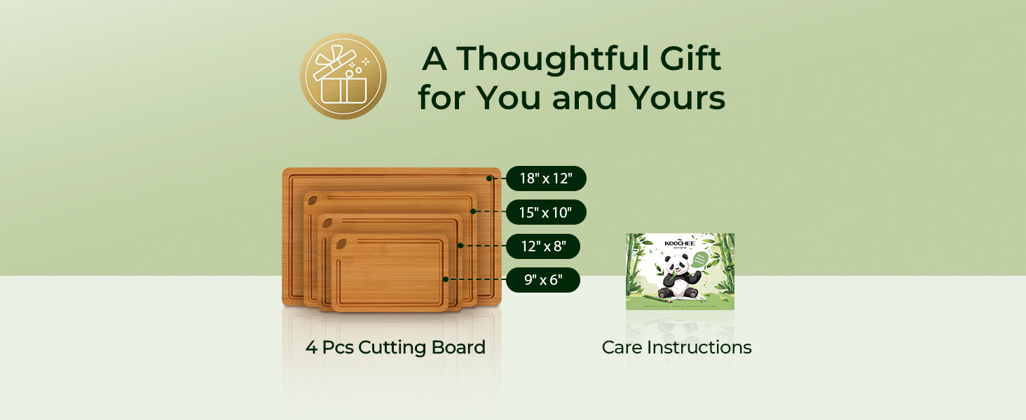 3 Piece Natural Bamboo Cutting Board