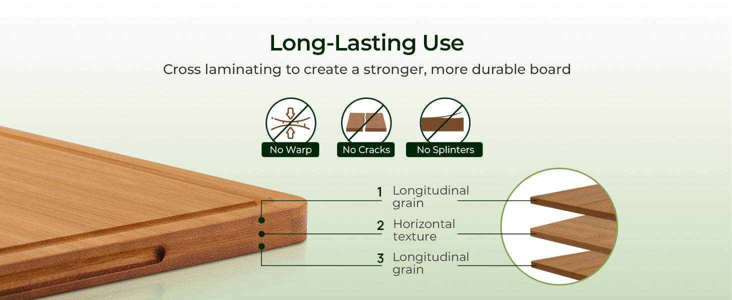 3 Piece Natural Bamboo Cutting Board