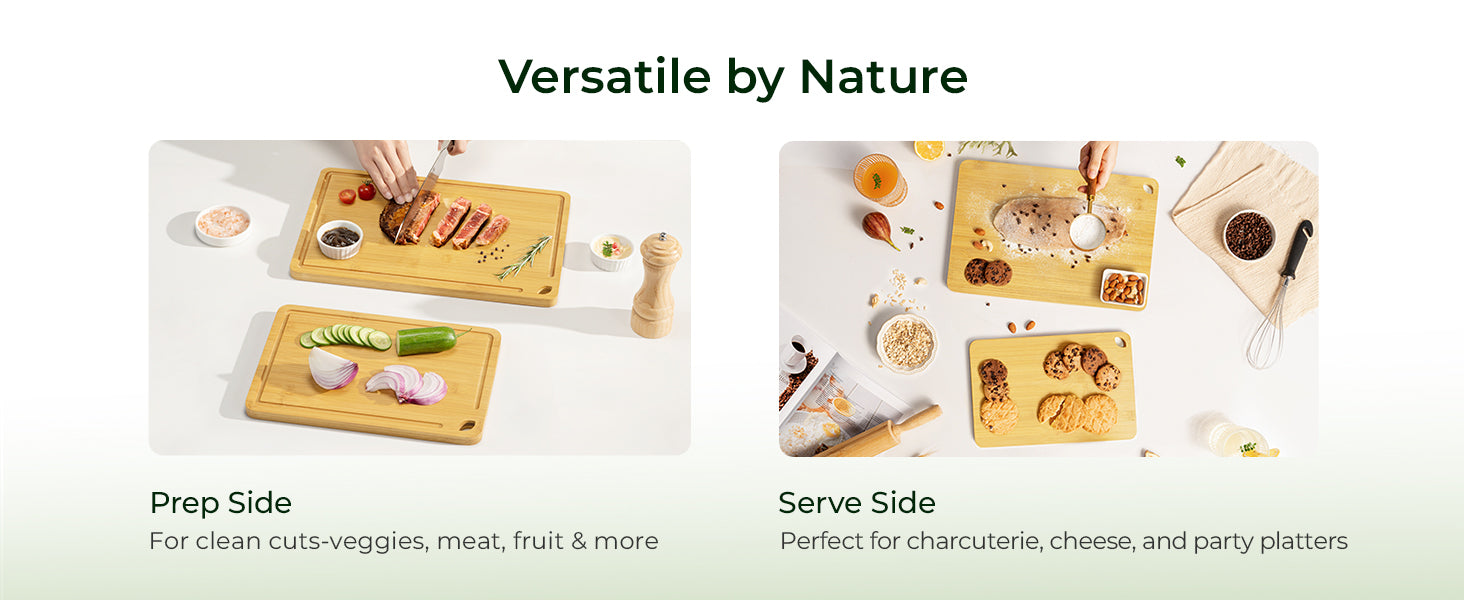 2 Piece Carbonized Bamboo Cutting Board