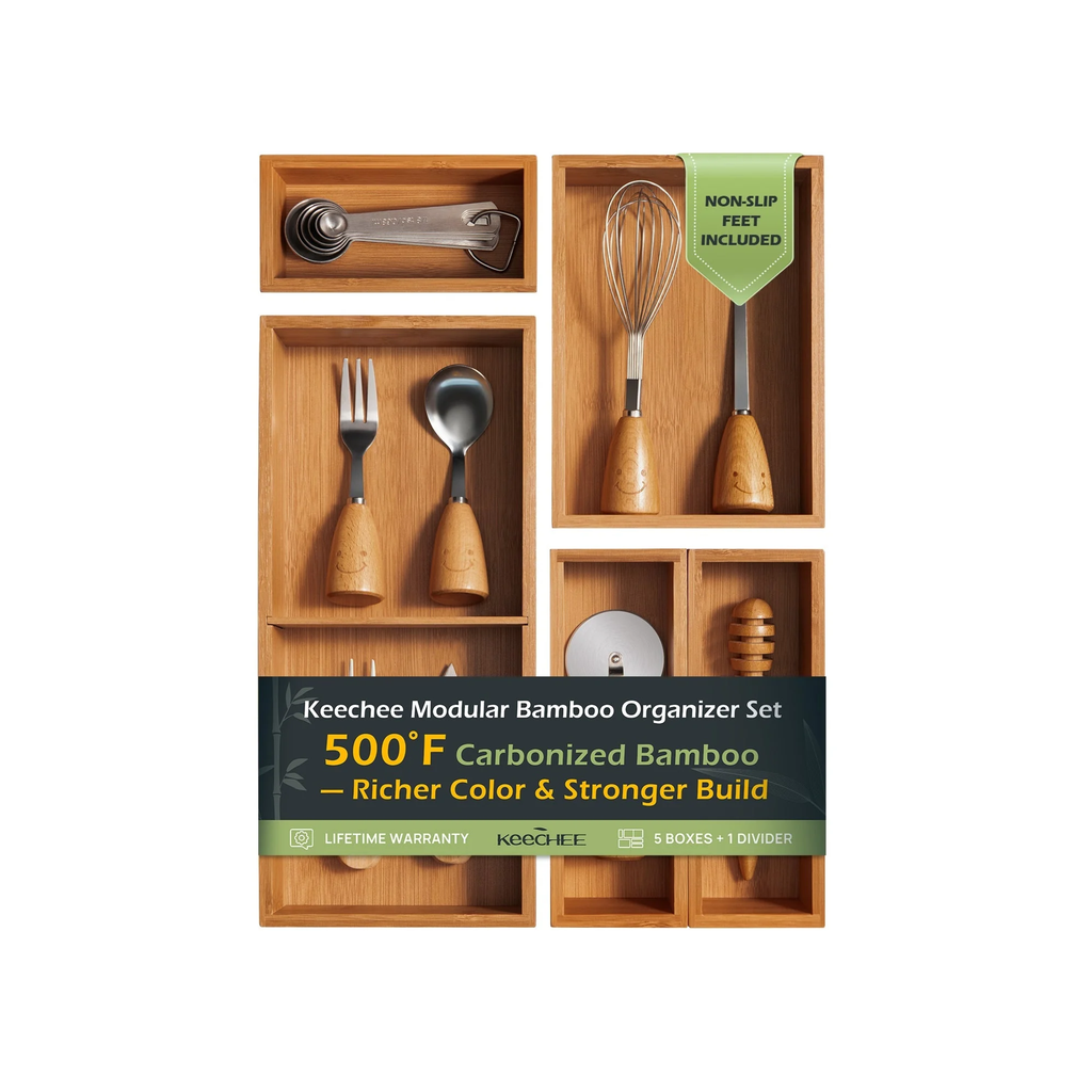 5 pc Bamboo Drawer Organizer Set