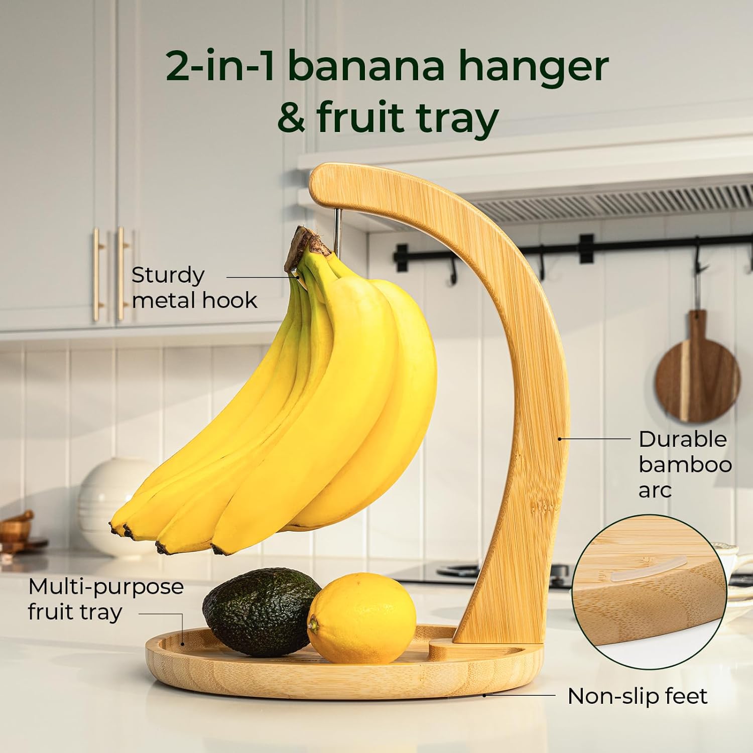 Bamboo Banana Holder with Fruit Tray