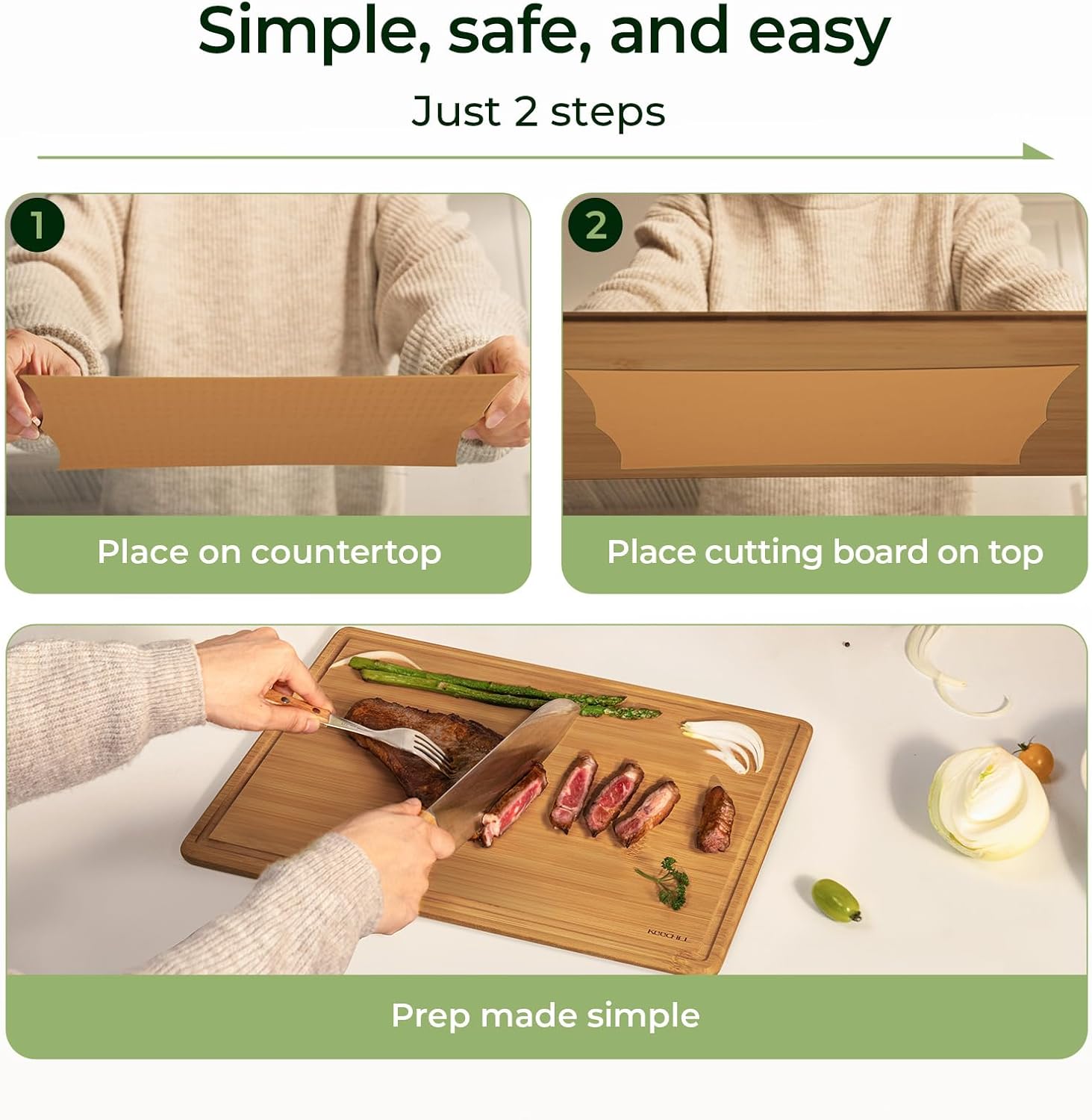 Silicone Non-Slip Mat for Cutting board (Brown)