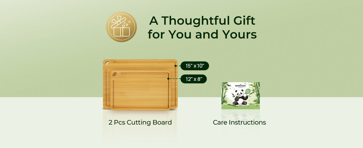 2 Piece Carbonized Bamboo Cutting Board
