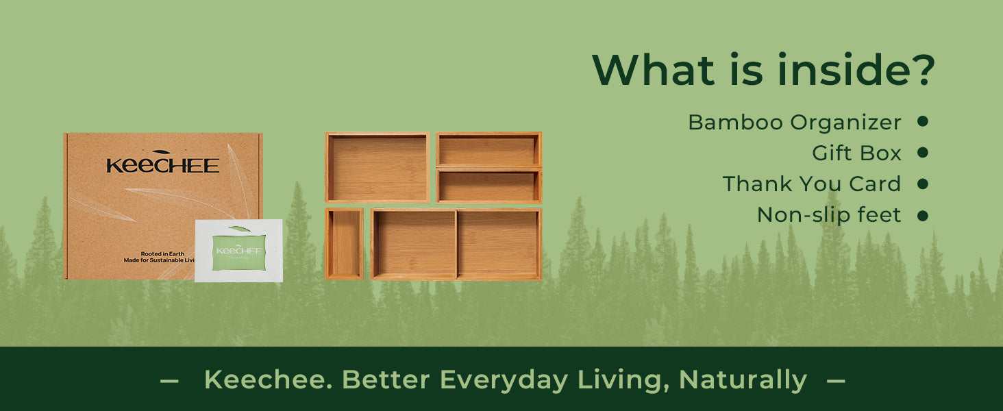 5 pc Bamboo Drawer Organizer Set