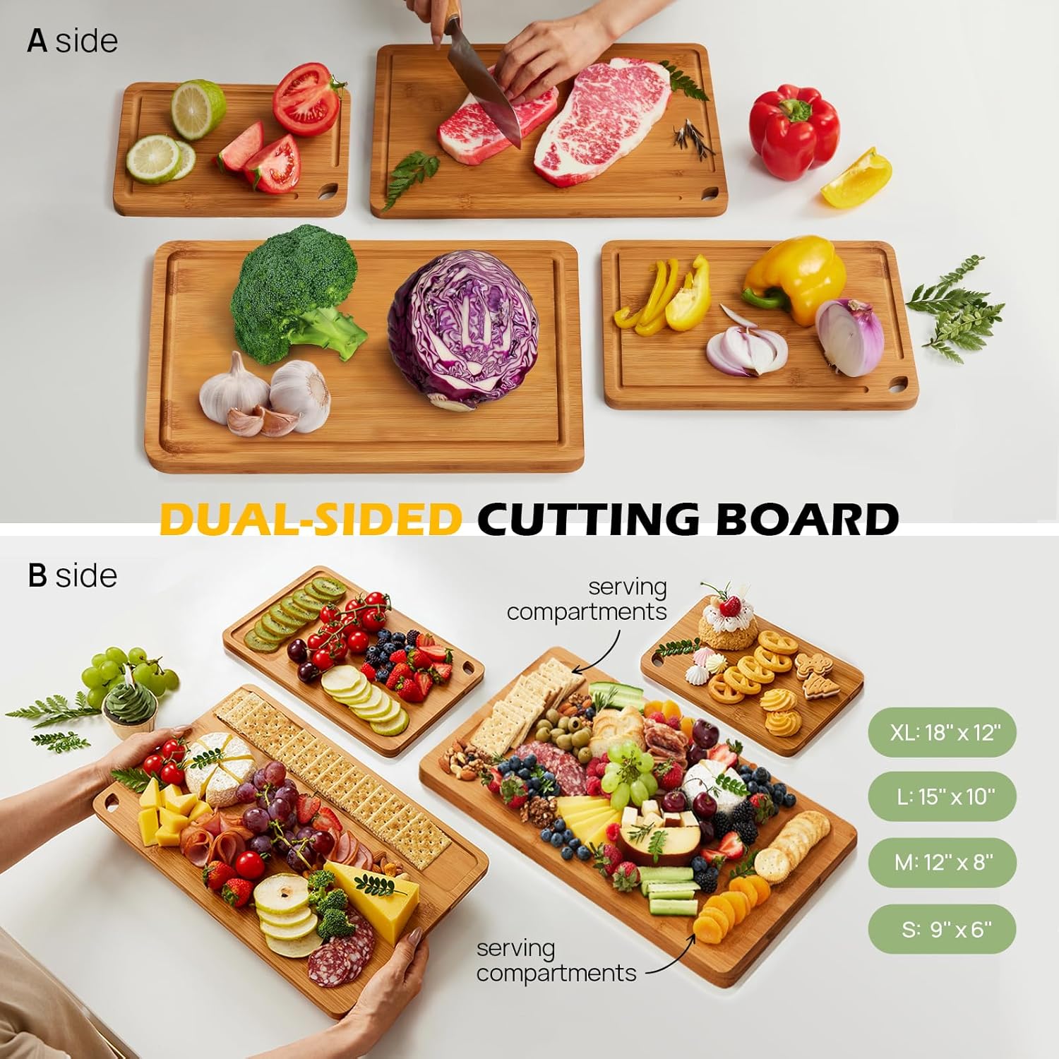 4 Piece Carbonized Bamboo Cutting Board
