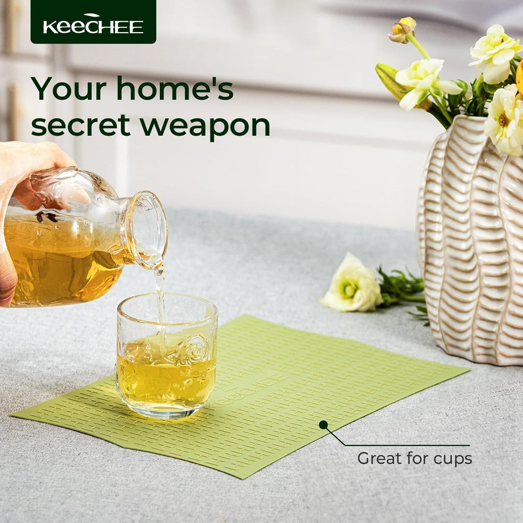 Two Piece Silicone Non-Slip Mat for Cutting board (Green)