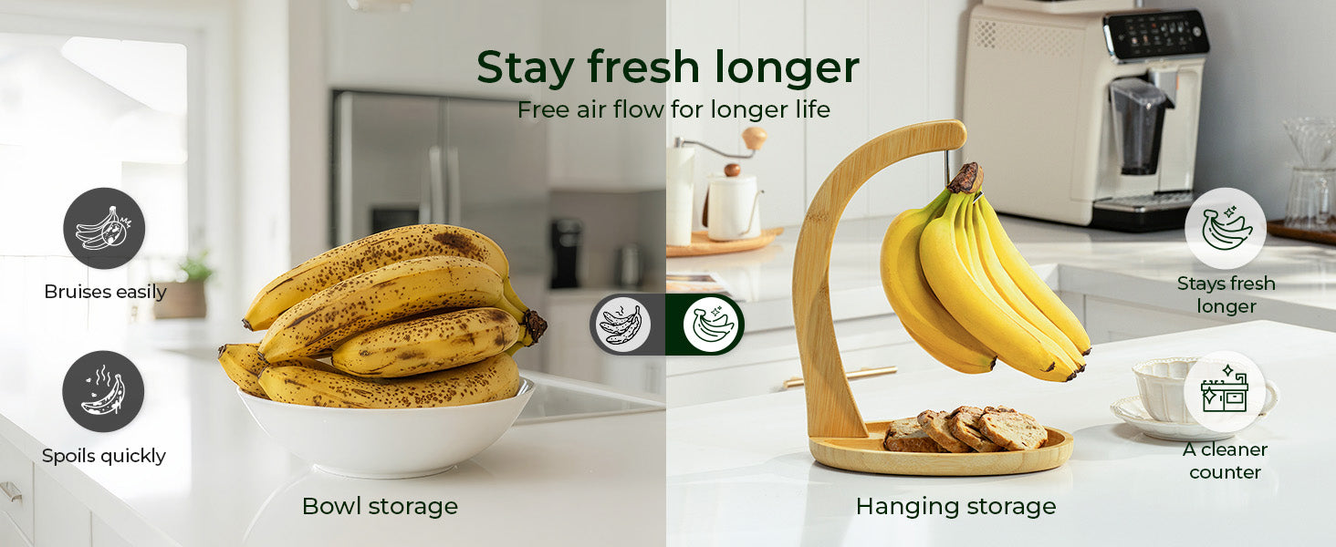 Bamboo Banana Holder with Fruit Tray