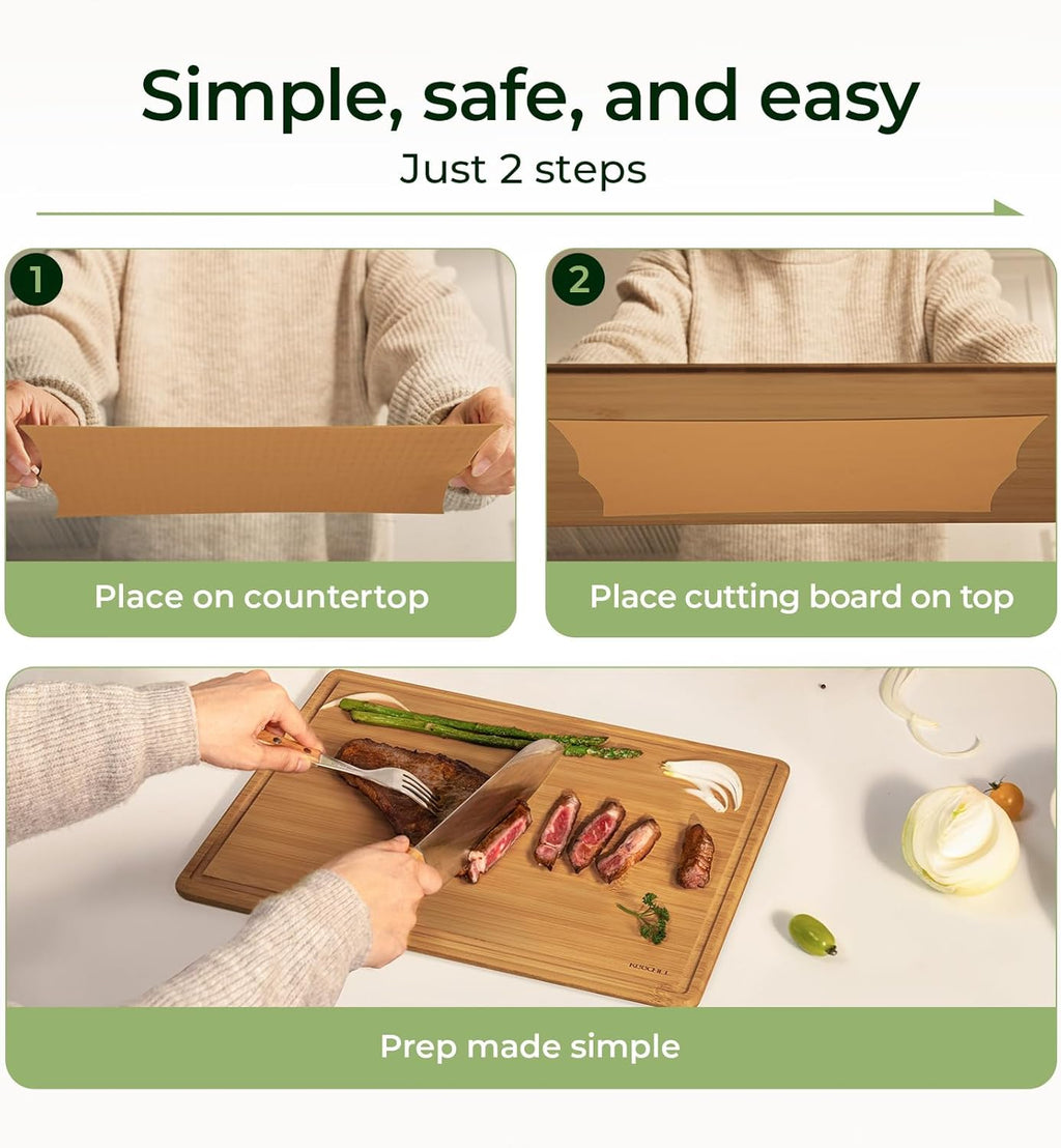 Carbonized Bamboo Cutting Board with Non-slip Mat - Set of 2