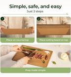 Carbonized Bamboo Cutting Board with Non-slip Mat - Set of 2