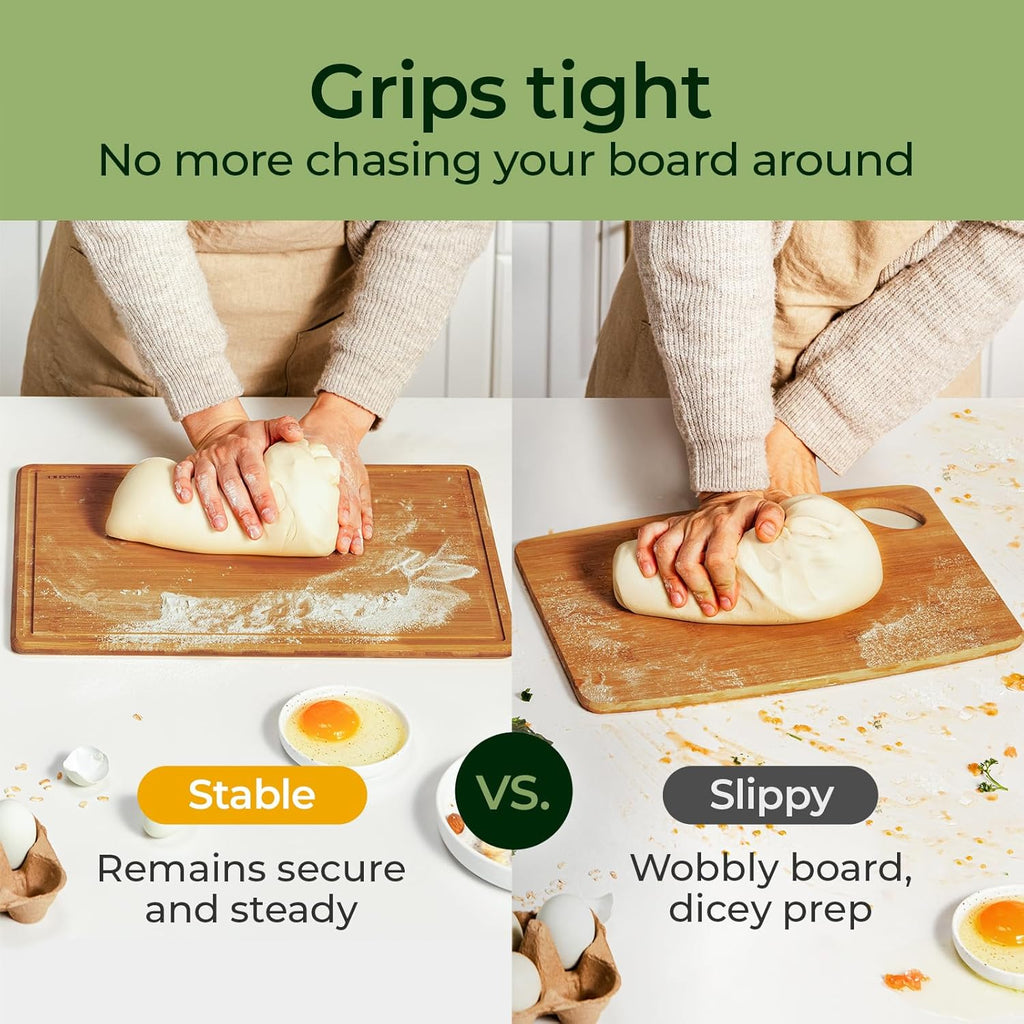 Carbonized Bamboo Cutting Board with Non-slip Mat - Set of 2