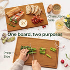 Carbonized Bamboo Cutting Board with Non-slip Mat - Set of 2