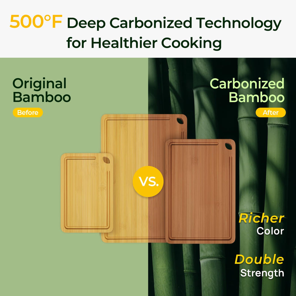 3 Piece Carbonized Bamboo Cutting Board