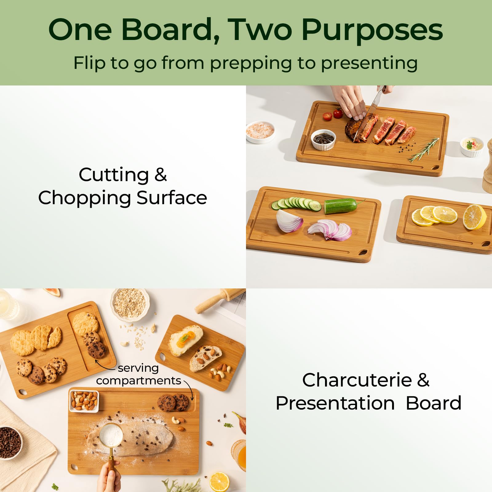 3 Piece Carbonized Bamboo Cutting Board