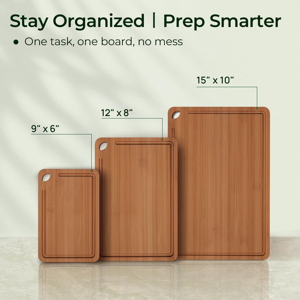3 Piece Carbonized Bamboo Cutting Board
