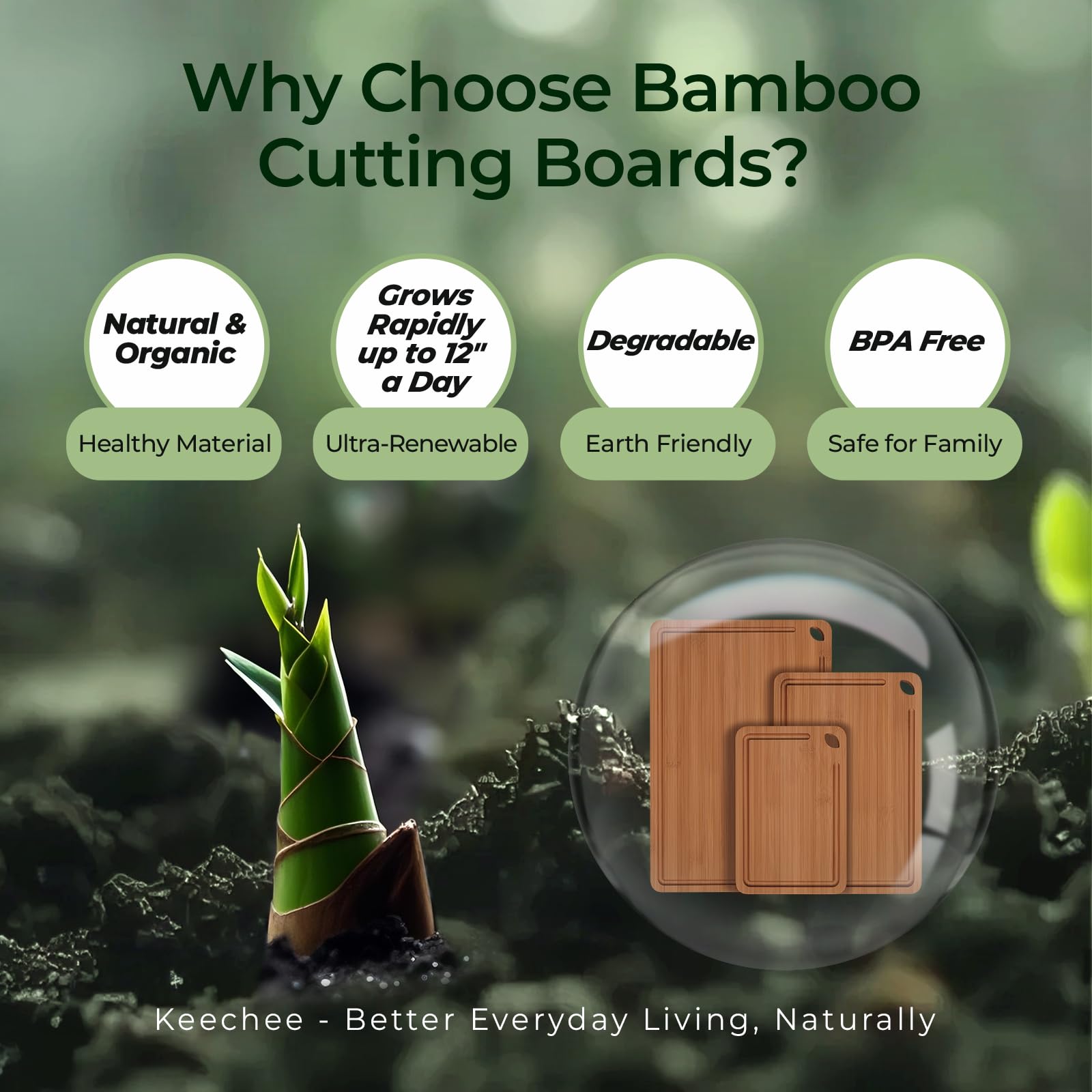 3 Piece Carbonized Bamboo Cutting Board