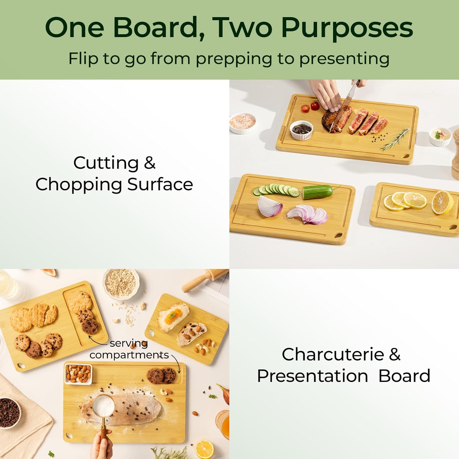 3 Piece Natural Bamboo Cutting Board