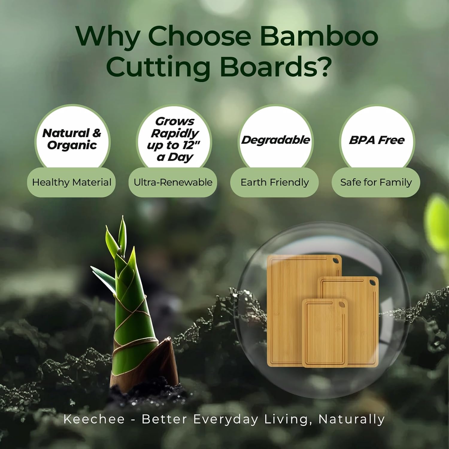 3 Piece Natural Bamboo Cutting Board