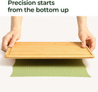 Natural Bamboo Cutting Board with Non-slip Mat - Set of 2