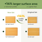 Natural Bamboo Cutting Board with Non-slip Mat - Set of 2