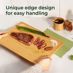 Natural Bamboo Cutting Board with Non-slip Mat - Set of 2