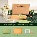Natural Bamboo Cutting Board with Non-slip Mat - Set of 2
