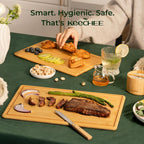 Natural Bamboo Cutting Board with Non-slip Mat - Set of 2