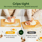 Natural Bamboo Cutting Board with Non-slip Mat - Set of 3