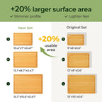 Natural Bamboo Cutting Board with Non-slip Mat - Set of 3
