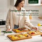 Atelier herringbone bamboo board used for serving food at home