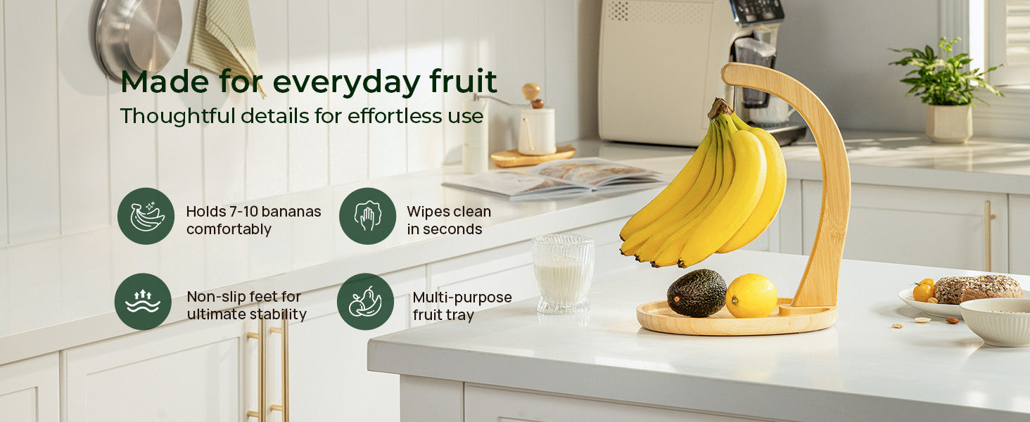Bamboo Banana Holder with Fruit Tray