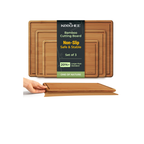 Carbonized Bamboo Cutting Board with Non-slip Mat - Set of 3