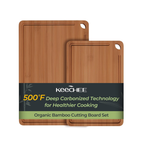 2 carbonized bamboo cutting boards with juice grooves and built-in handles
