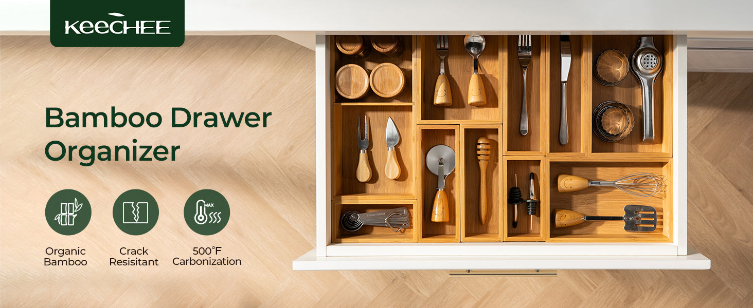 10 Slot Expandable Silverware Organizer