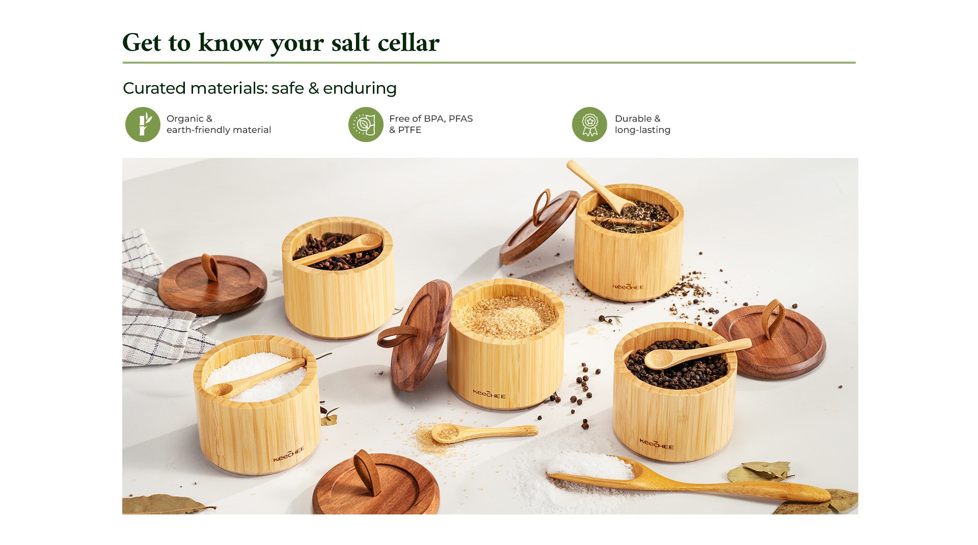 Bamboo Salt Cellar with Acacia Lid & Spoon