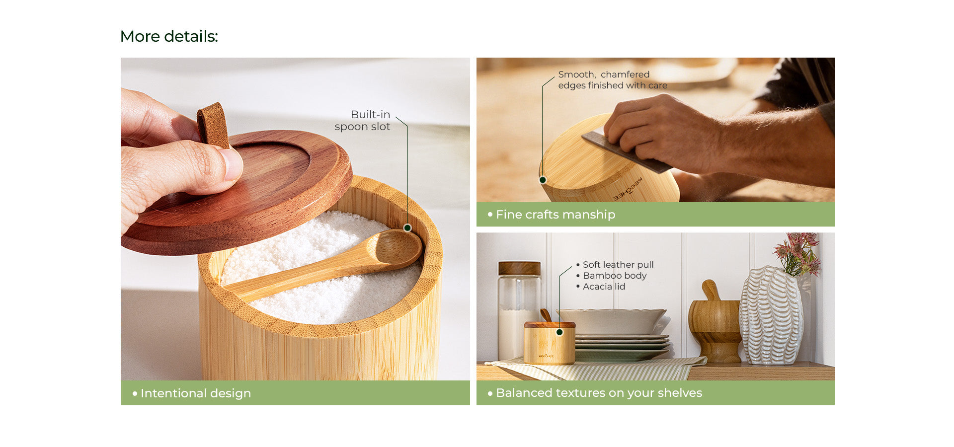 Bamboo Salt Cellar with Acacia Lid & Spoon