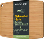 Large dishwasher-safe bamboo cutting board with juice groove