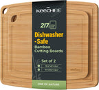 Dishwasher-safe bamboo cutting board set of 2