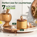 Bamboo Salt Cellar Dual Compartment with Acacia Lid & Spoon