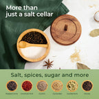 Bamboo Salt Cellar Dual Compartment with Acacia Lid & Spoon