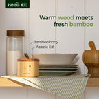 Bamboo Salt Cellar Dual Compartment with Acacia Lid & Spoon
