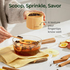 Bamboo Salt Cellar Dual Compartment with Acacia Lid & Spoon