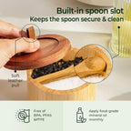 Bamboo Salt Cellar Dual Compartment with Acacia Lid & Spoon
